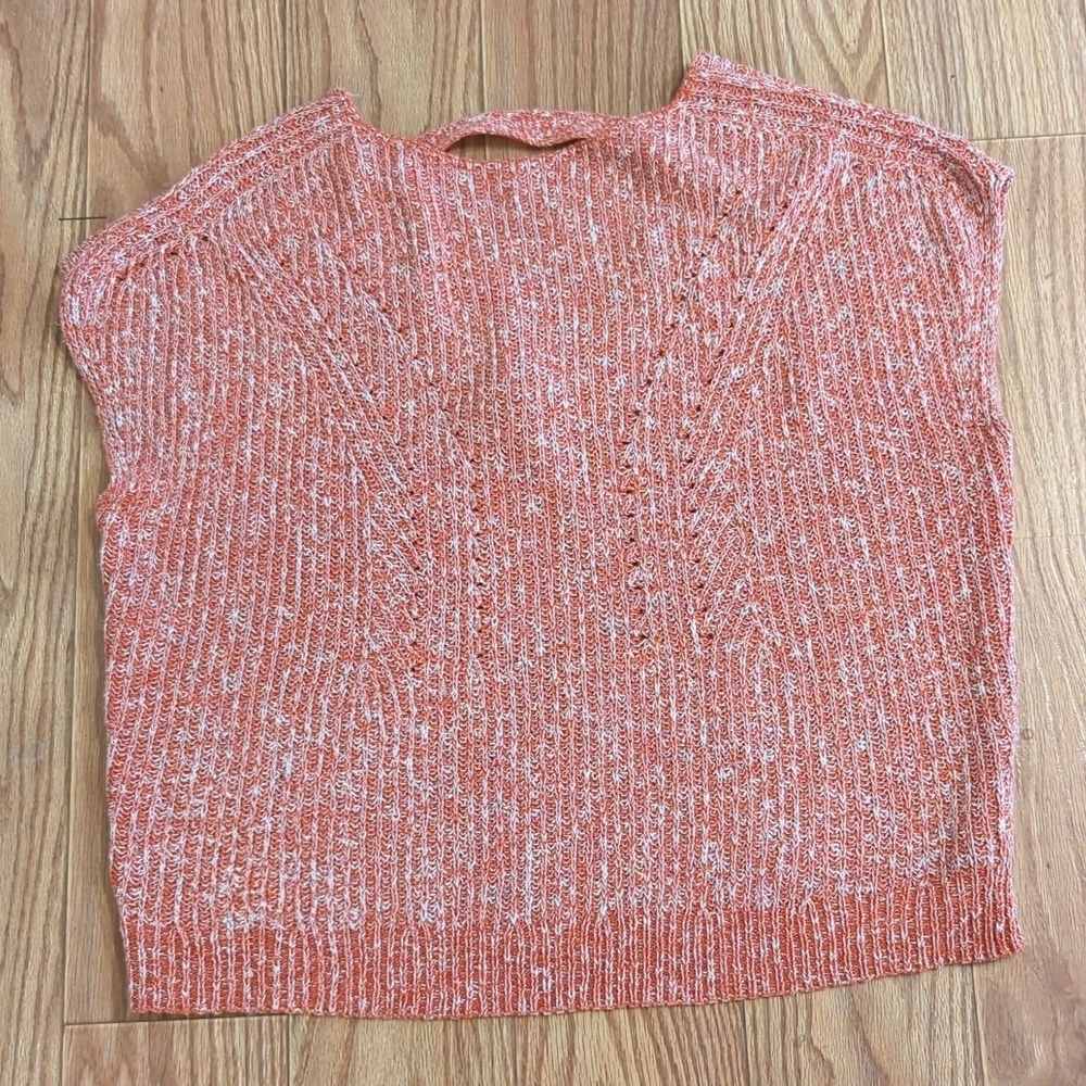 Pilcro Anthropologie Sleeveless Sweater Red White Oversized Knit Boxy Women's M